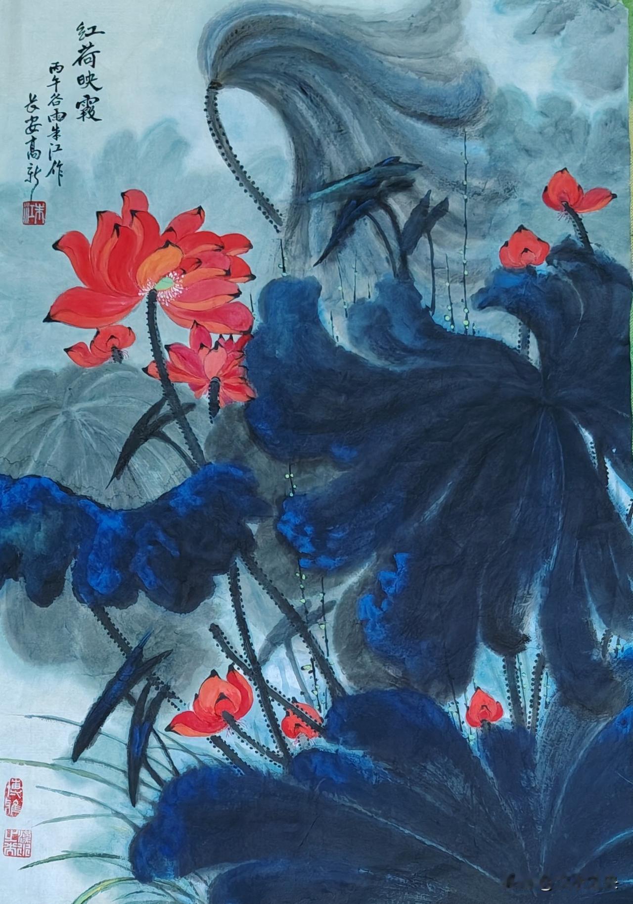 红荷映霞