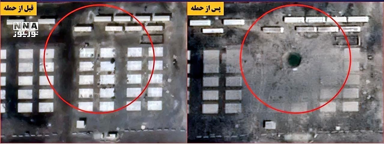 这是伊朗打击的美军在中东基地的宿舍建筑群，袭击前排列整齐的宿舍建筑群，在袭击后被