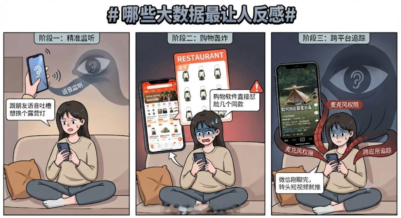 哪些大数据最让人反感现在的大数据确实恶心。跟朋友语音刚吐槽想换个露营灯，晚上打开
