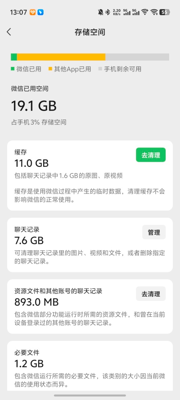 你的微信聊天记录有多少G看了一下，也就不到20GB，这个手机刚用不到一年~ ​​