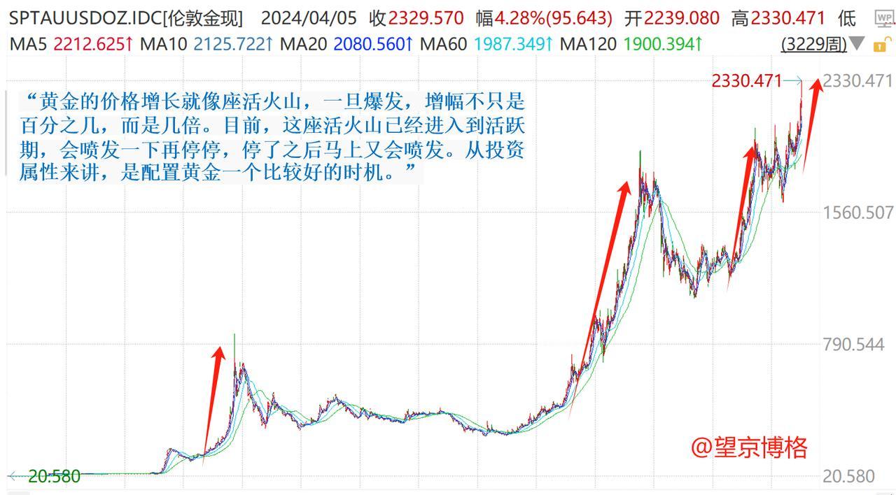 李迅雷：黄金的价格增长就像座活火山，一旦爆发，增幅不只是百分之几，而是几倍。目前