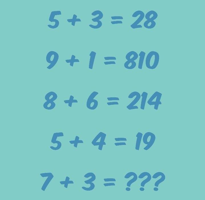 这里有组奇妙的加法运算，打破常规算术逻辑：5 + 3 = 28 ，9 + 1 =