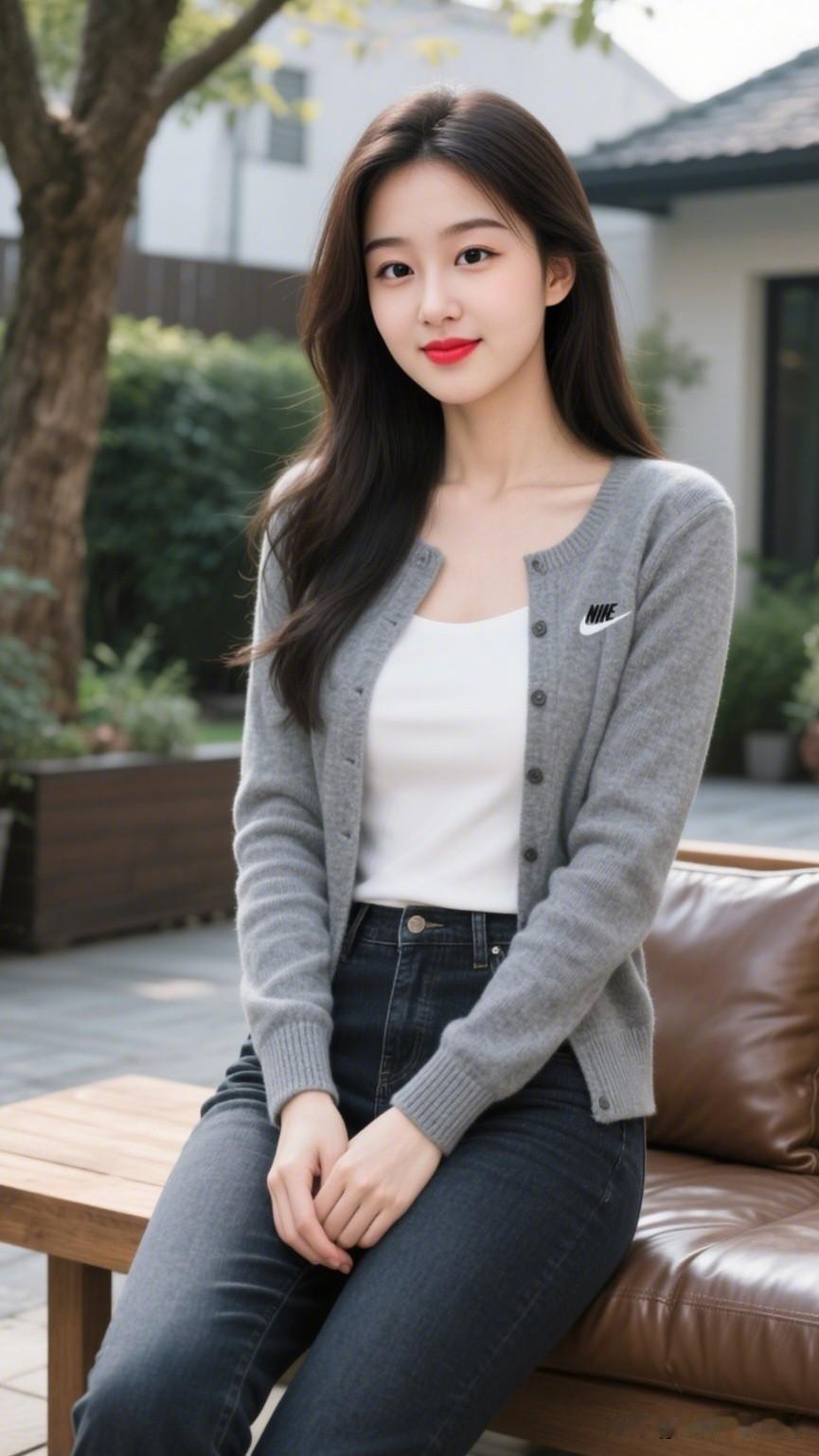 红妆美人坐，绿树映芳姿。拍张身边生活美景 清新自然风 🌿 阳光下的少女，简约穿