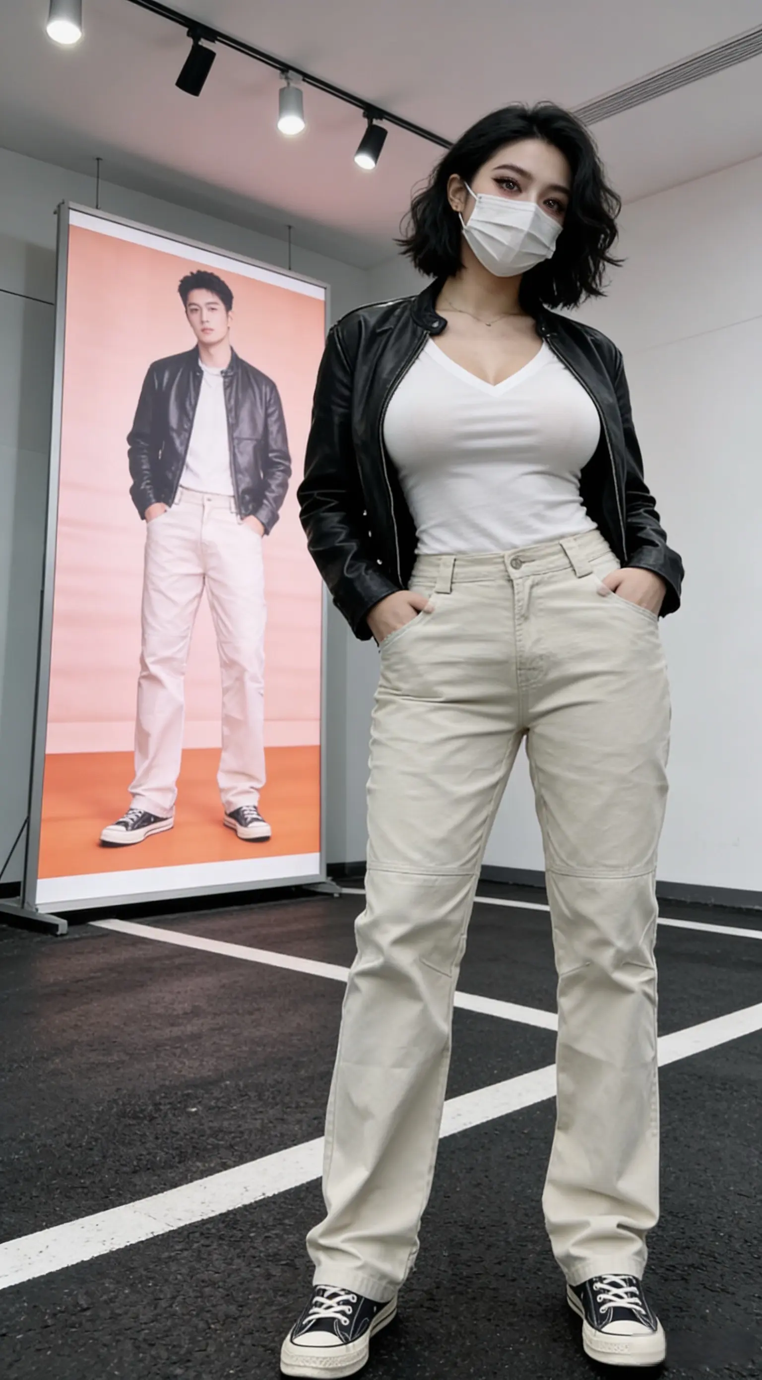 弯刀立裁拼接工装裤四季机能风可调节直筒裤简约透气休闲长裤