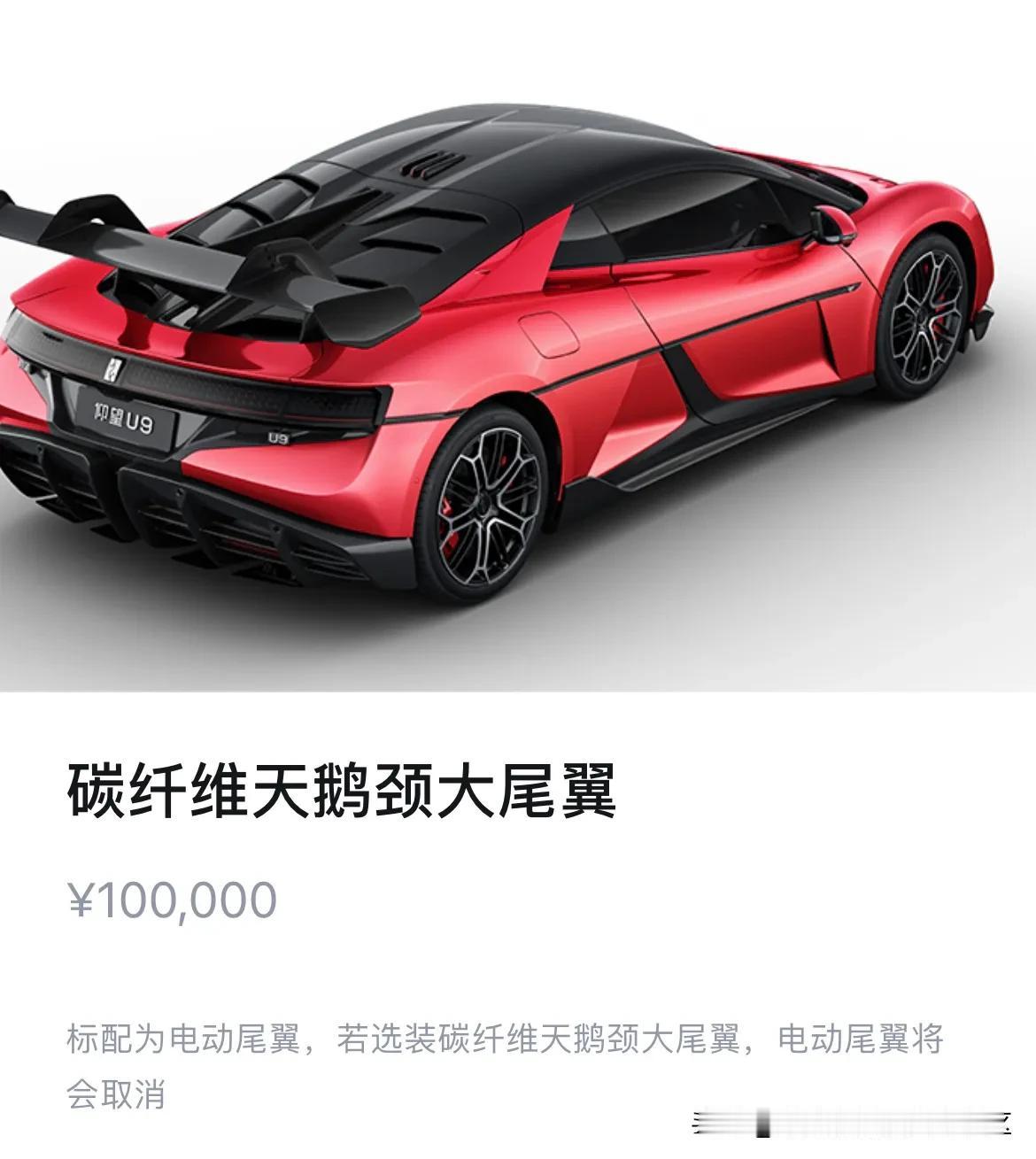仰望U9的碳纤维大尾翼选装价格为10万元[思考]
