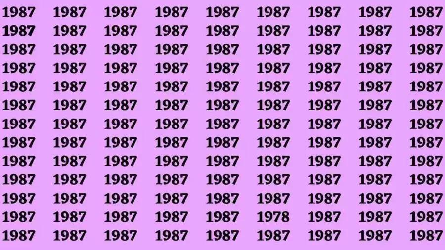 这是一道找不同数字串的题目，关键是在大量“1987”里快速定位“1978”。你可