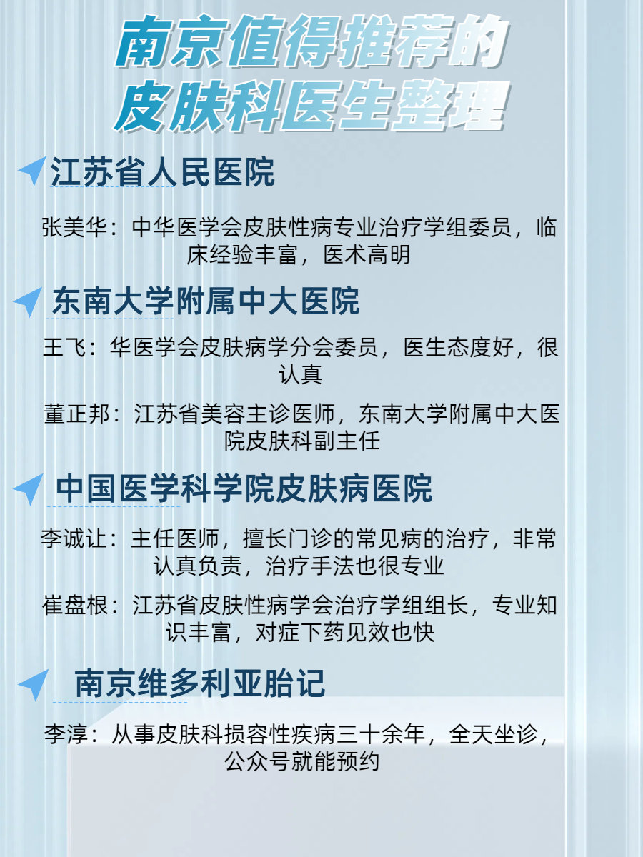 南京值得推荐的皮肤科医生整理之前我也是被皮肤病折磨了好久，去了好多家医院，一直反