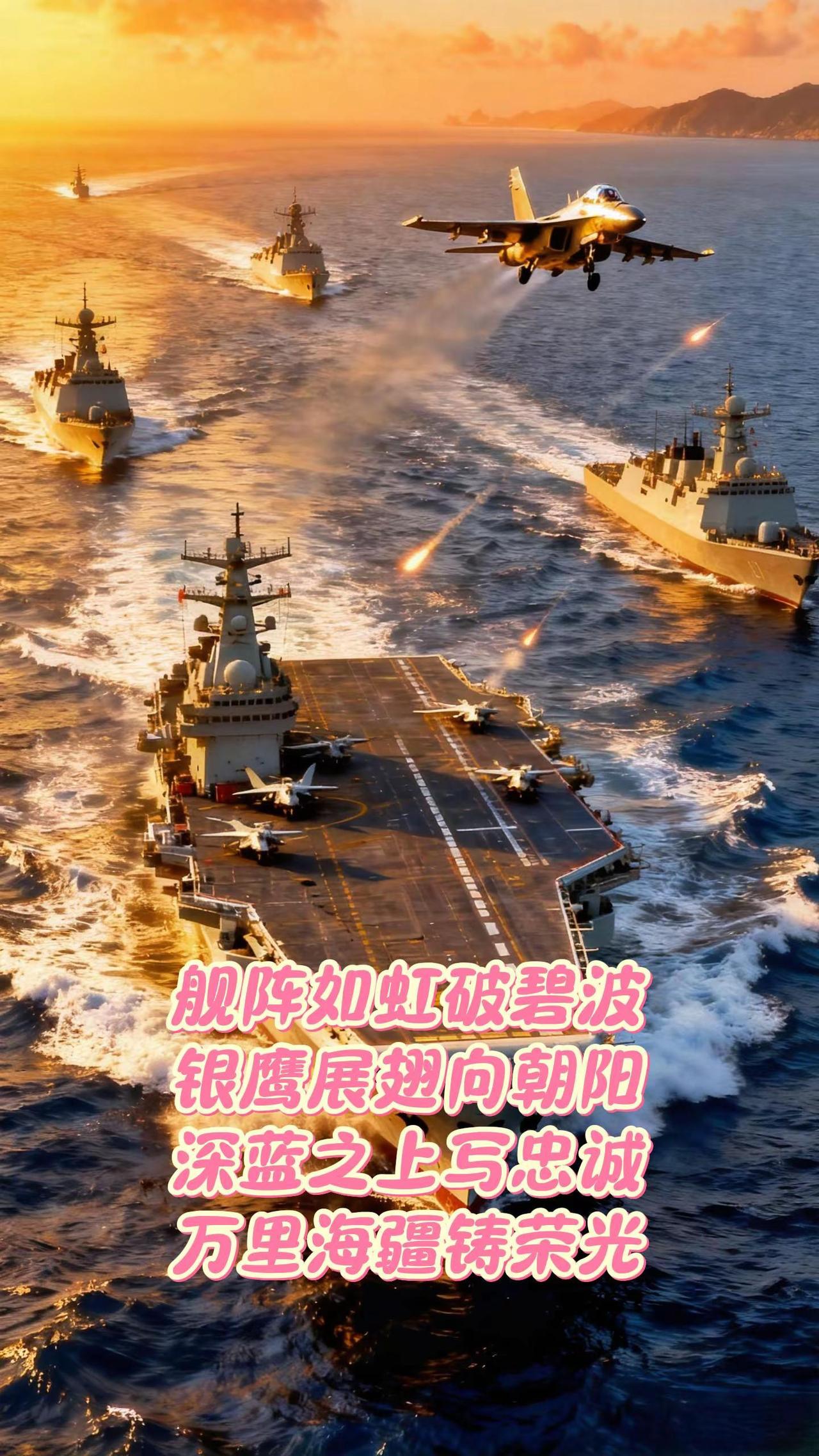 强国崛起！我的图片 原创视频 支持原创 航母 舰阵如虹破碧波银鹰展翅向朝阳深蓝之
