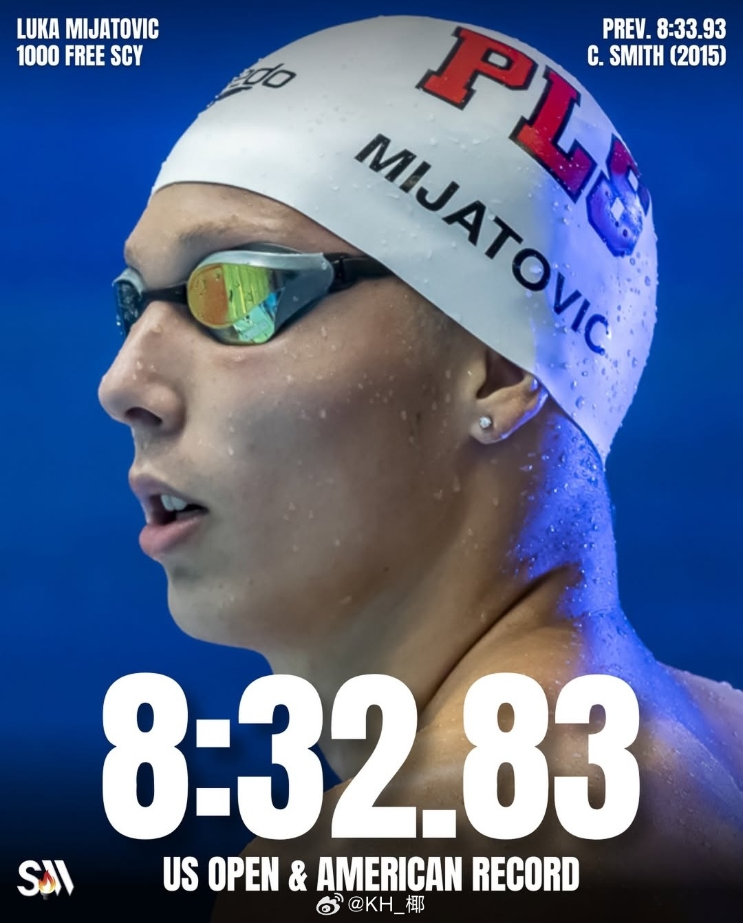 09年小将Luka Mijatovic在刚刚结束码池1000自比赛8:32.83