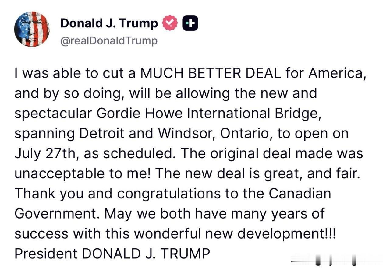 ⚡️🇺🇸🇨🇦 — 特朗普总统通过“真实社交”（Truth Social）