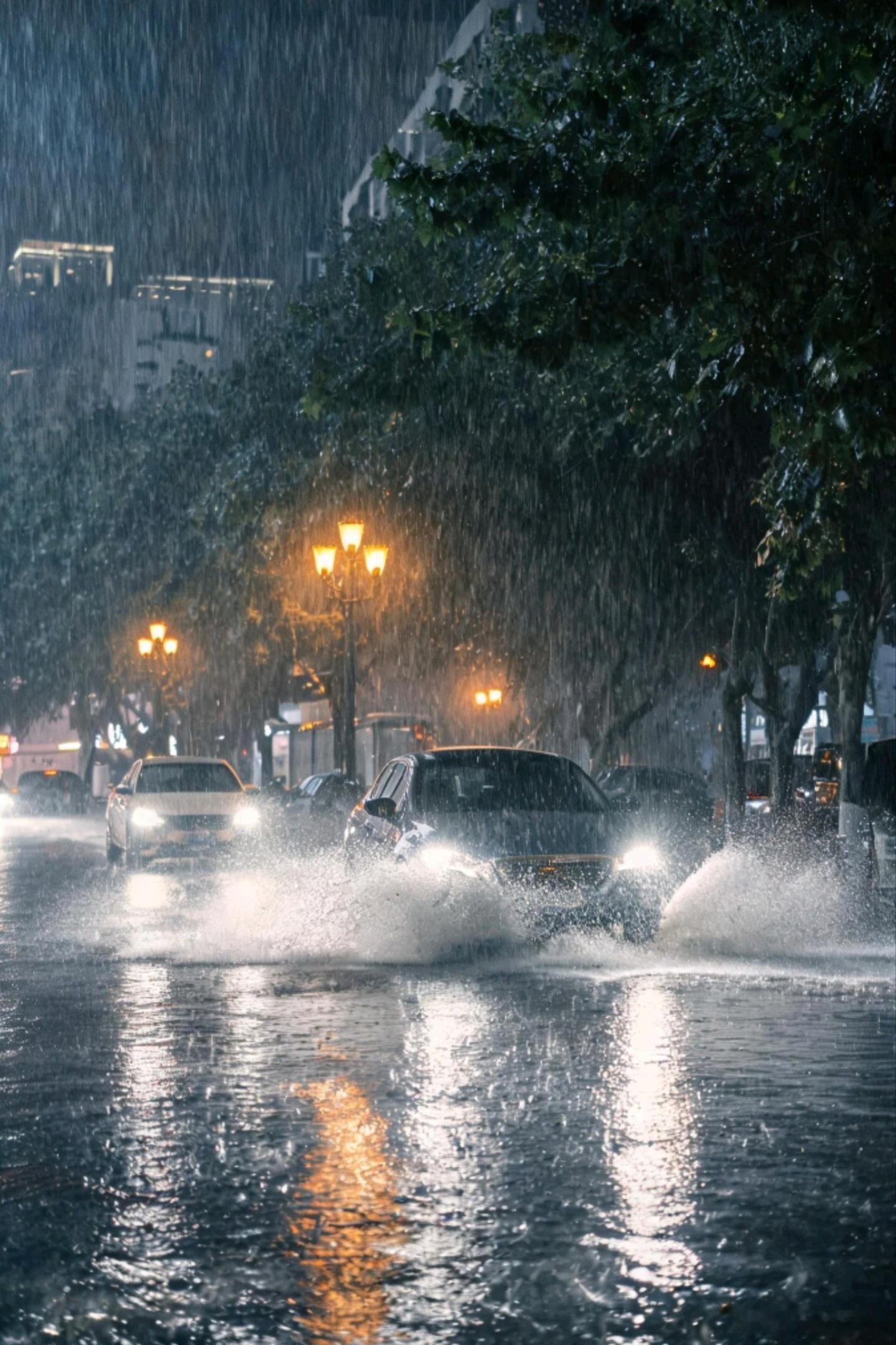 上海下班暴雨实况城市里突然强降雨量最怕路面快速积水，视线受阻，车辆行人都有一定的