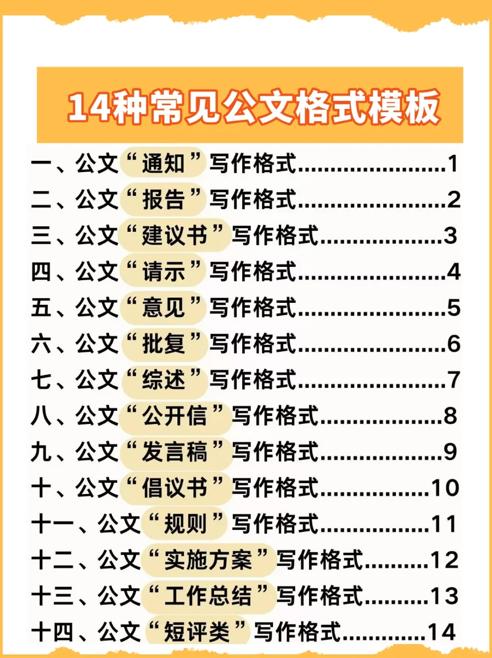 写作真的不难！14种常见公文格式模板！