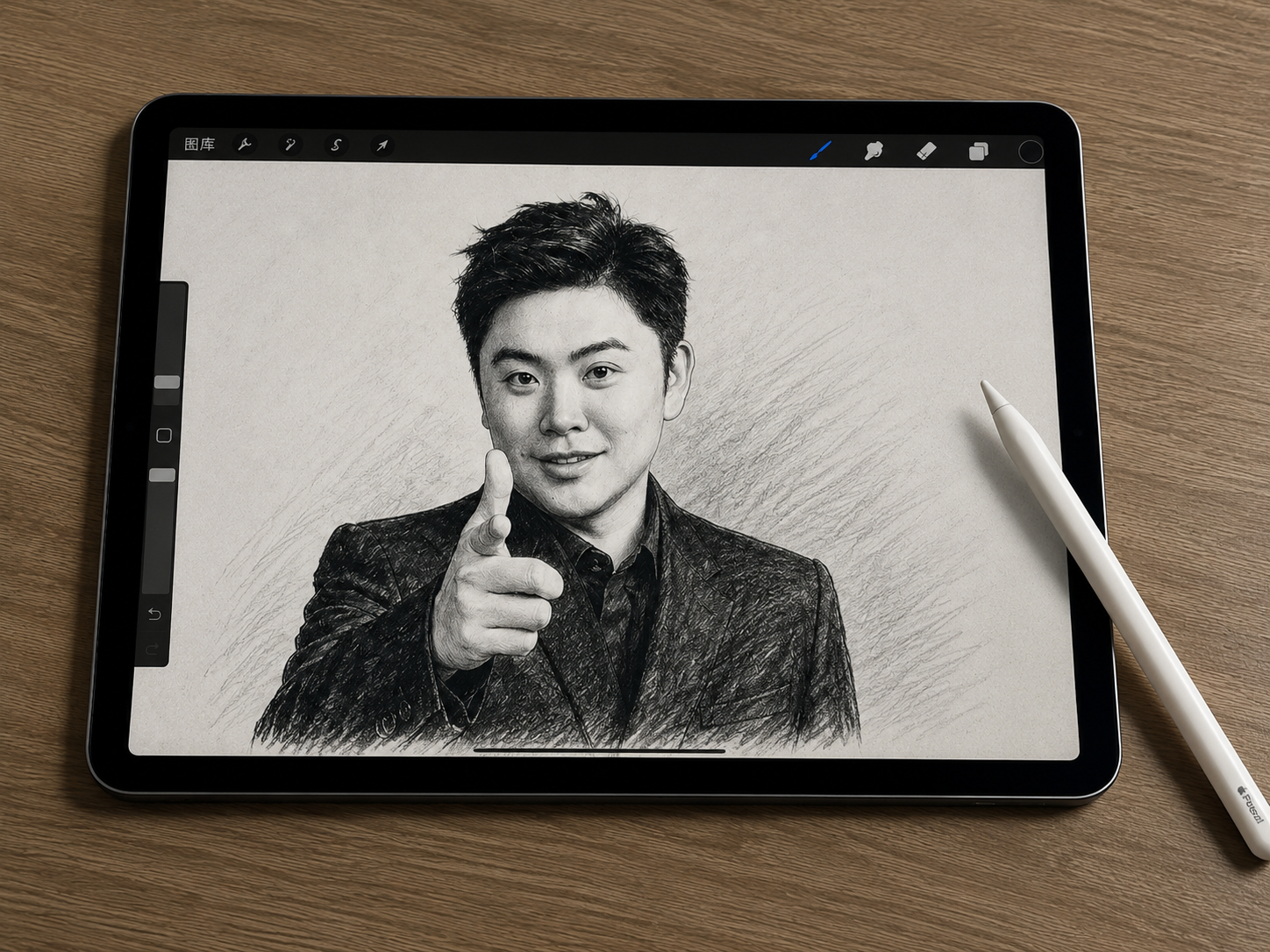 肝了一天，用iPad给俞浩总画了一张图片。大家觉得我这手法如何？像不像？ 