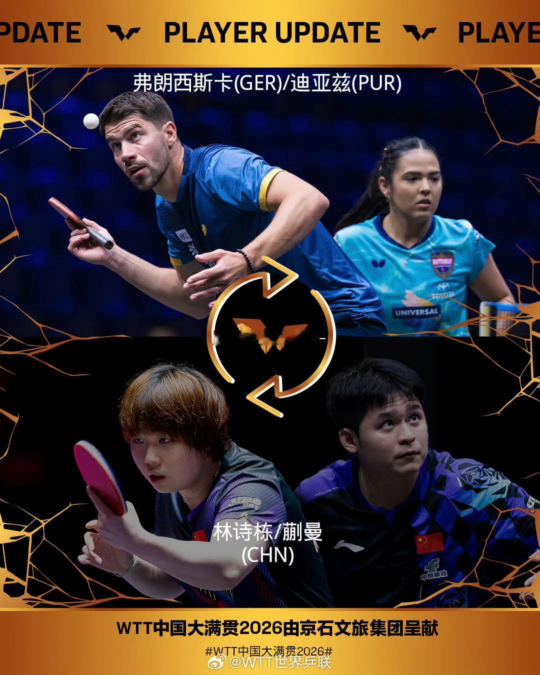 WTT中国大满贯本年度最后一站WTT大满贯落户北京首钢园，赛事10月1‑11日正
