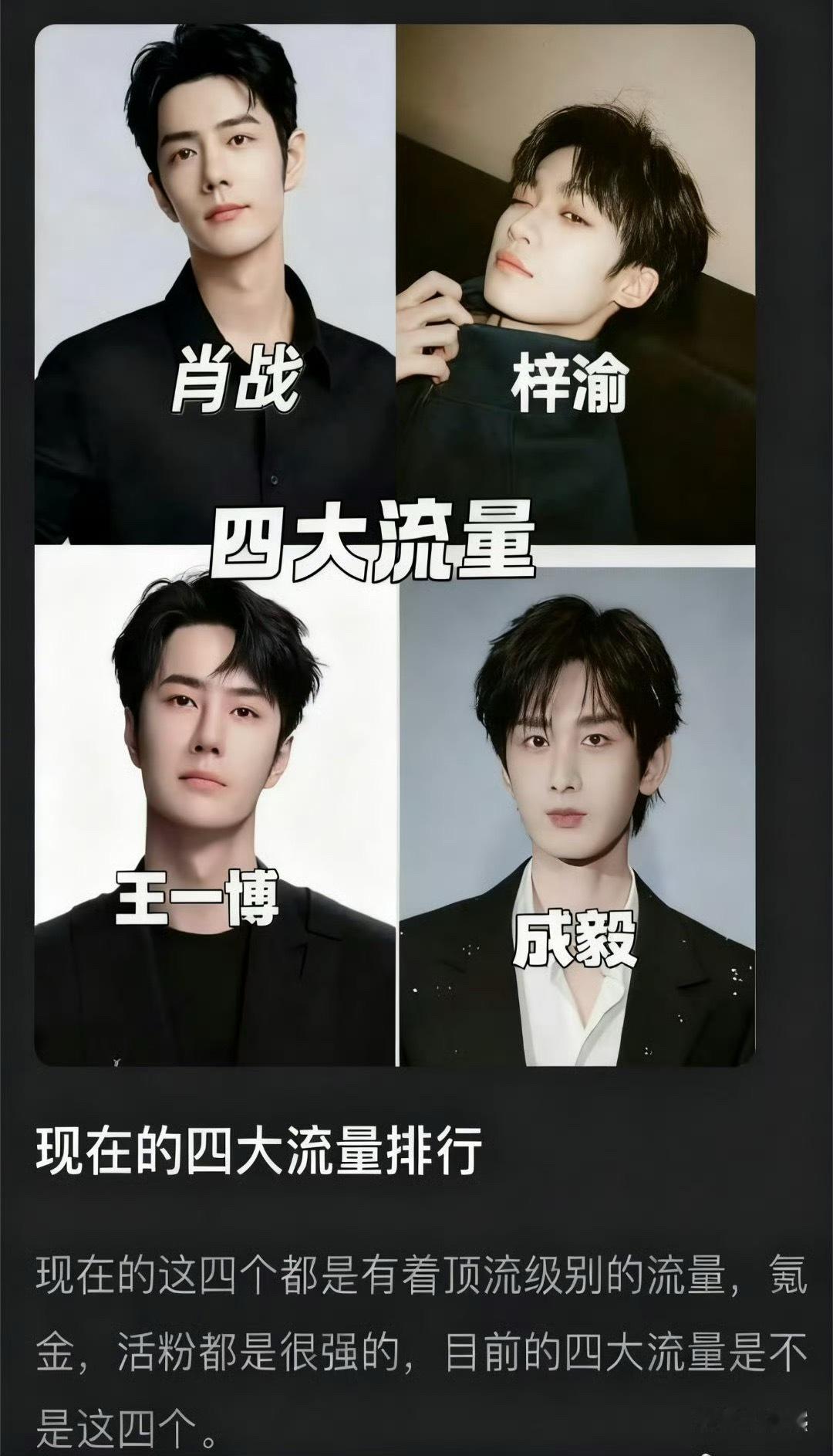 四大男流量排行 同意吗？ ​​​
