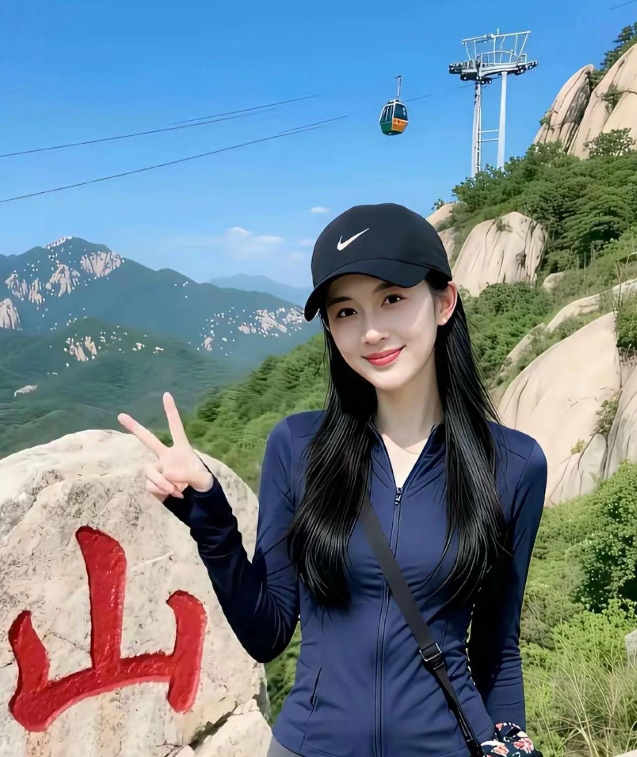 山巅少女，笑靥如花，和平与美好同在！🌿🌞