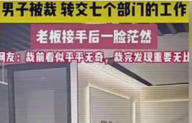 裁员裁到大动脉：杭州一男子被裁，结果交接时，转交了七个部门的工作。老板接手后一脸