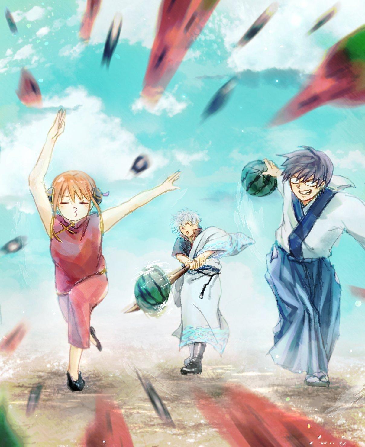银魂动漫追番团 最爱看到万事屋三人组的日常了.[哇]绘：yppbabetwo宿舍