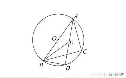 中考数学必刷题，几何题：
如图所示，AB为圆O的直径，∠ABC与∠BAC的平分线