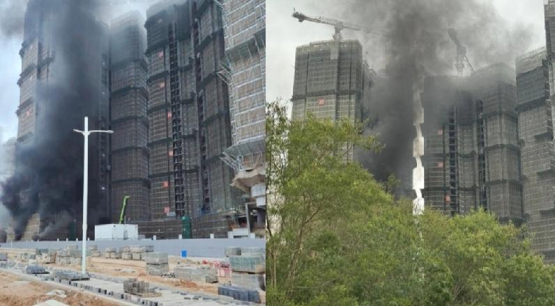 香港地盘又起火了。上水古洞柏寿路一地盘，今日（3月10日）下午6时许底层位置起火