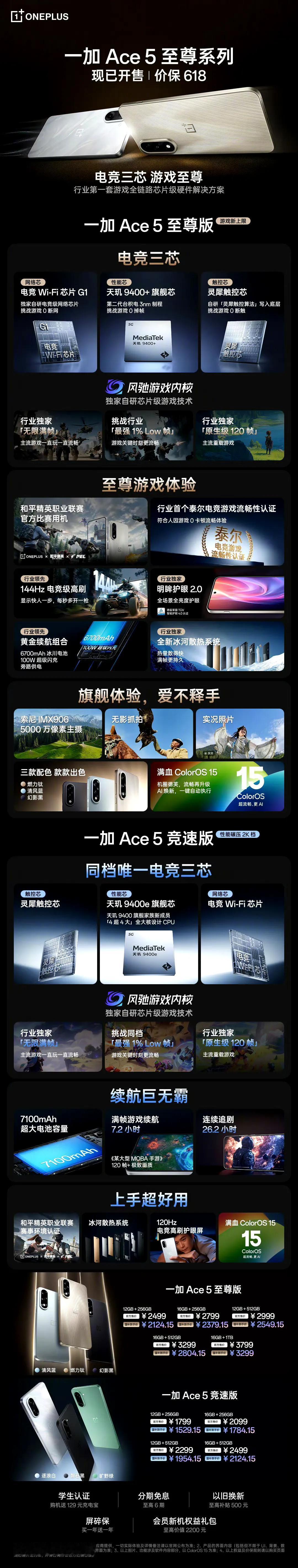 一加Ace5至尊系列新品一图详解。
Ace5至尊版售价：12GB+256GB 2