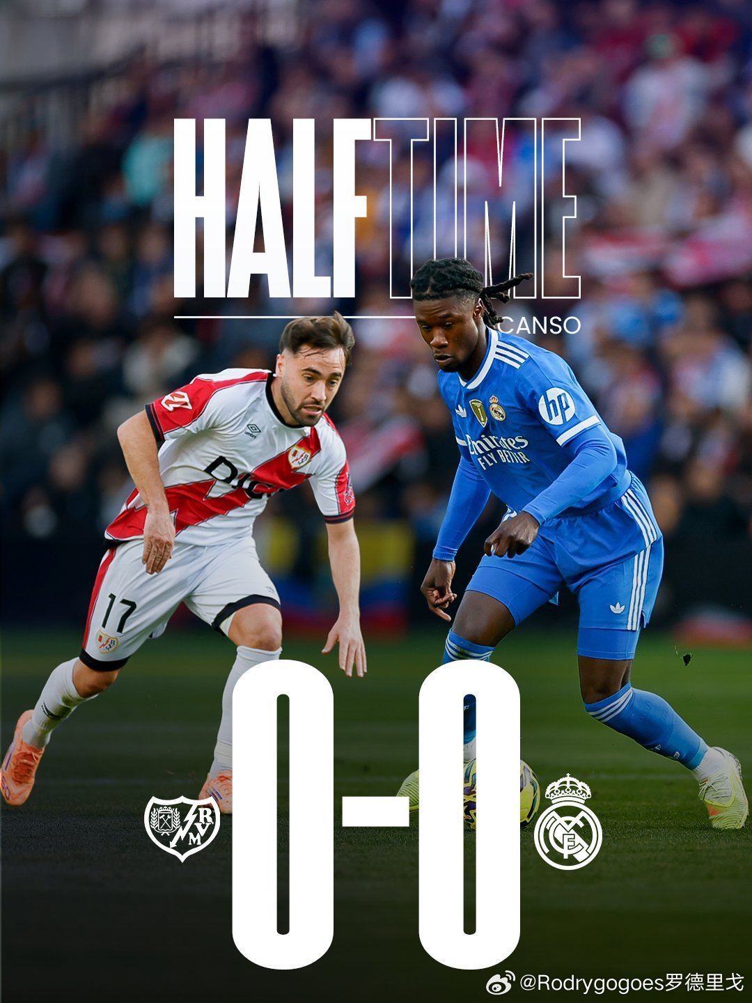 上半场0比0结束，阿森西奥在第23分钟的头球是皇马最接近进球的机会。威尼修斯很积