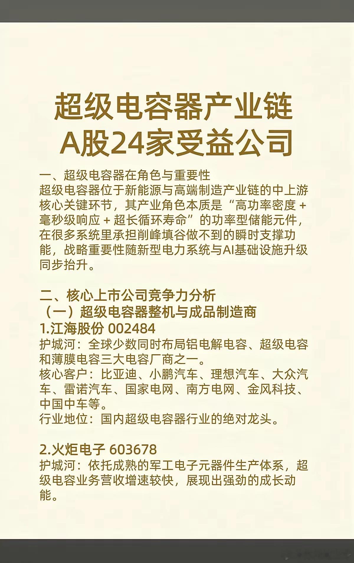 超级电容——产业链梳理！超级电容器，其战略重要性随新型电力系统和AI基础设施升级