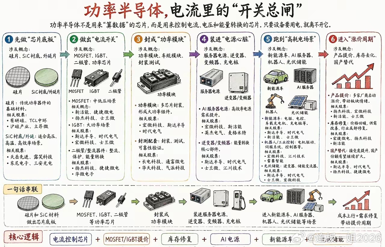 一图看懂功率半导体：电流里的“开关总闸”，产业链全景图谱与涨价逻辑6月29日，半