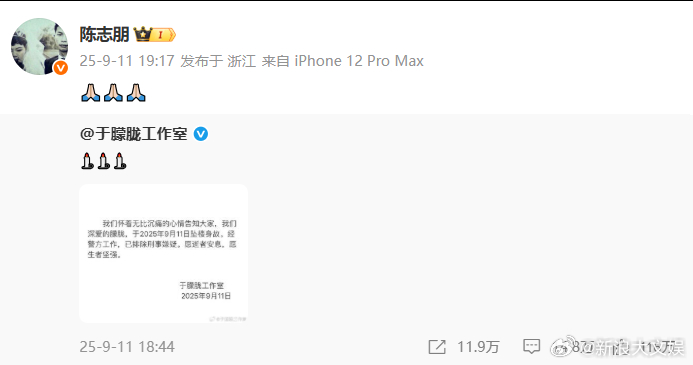 陈志朋悼念于朦胧 ​​​