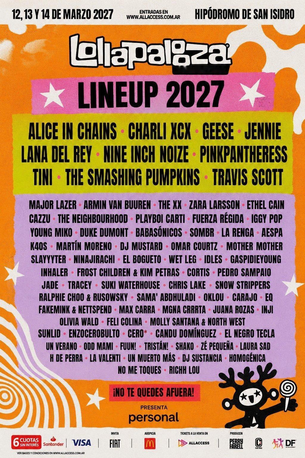 （外）网传2027lollapalooza音乐节阵容 