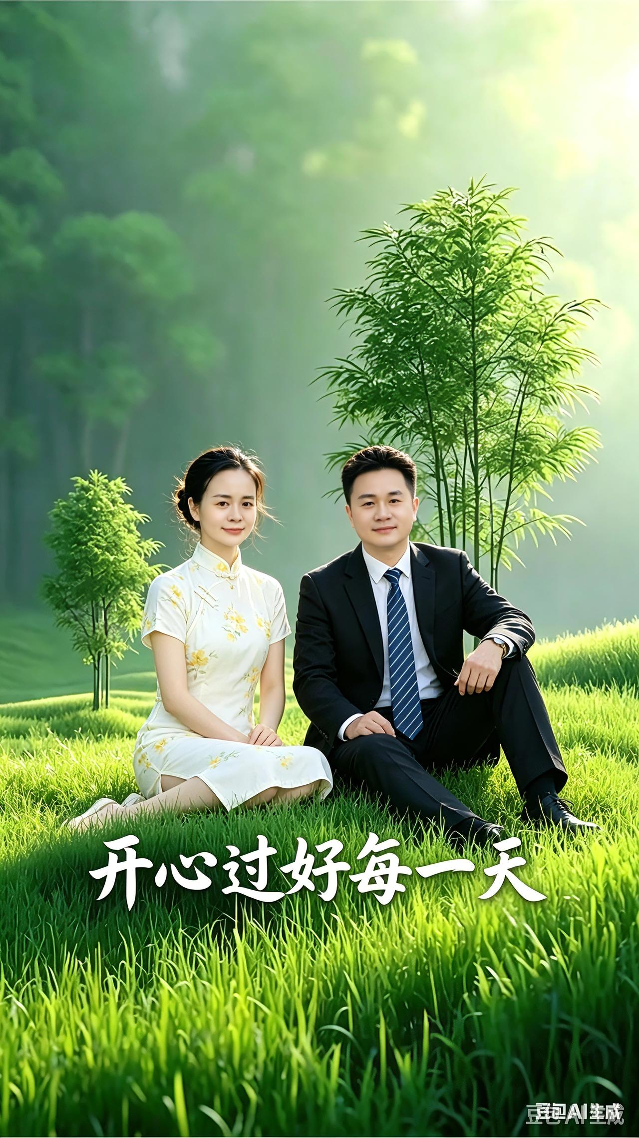 一对情侣在草地上享受美好时光。林间芳草沐晨光🌿
相伴相知岁月长
心态平和无烦恼