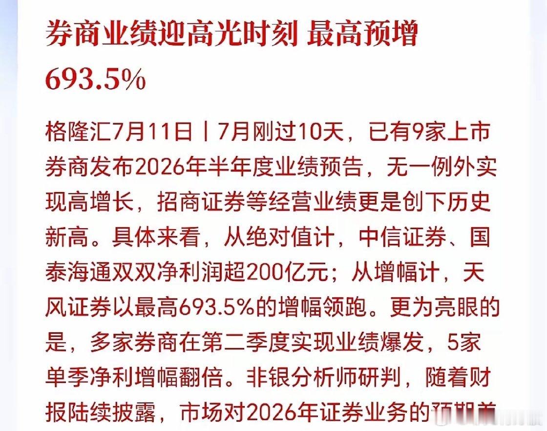 A股下周一可能会暴力拉升！牛市旗手券商放大招了，9份半年报集体狂飙，最高暴增69