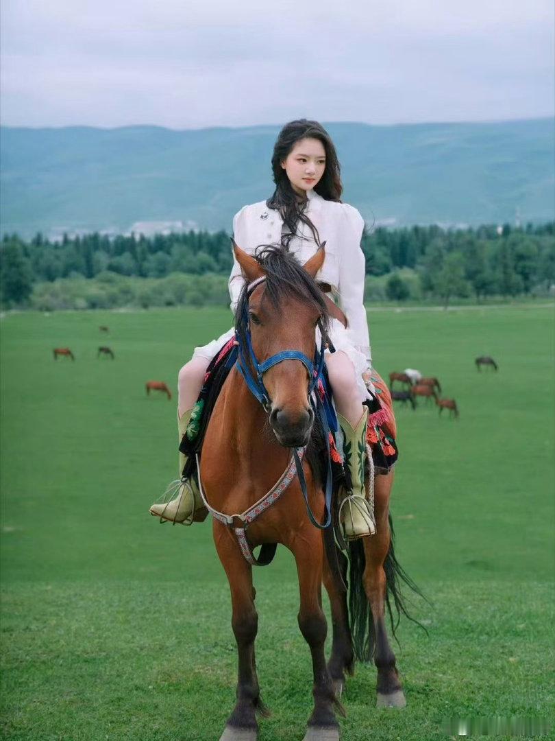任敏骑马真的很出片 驰骋马背的画面太惊艳了，身姿挺拔仪态绝佳。光影勾勒出利落轮廓