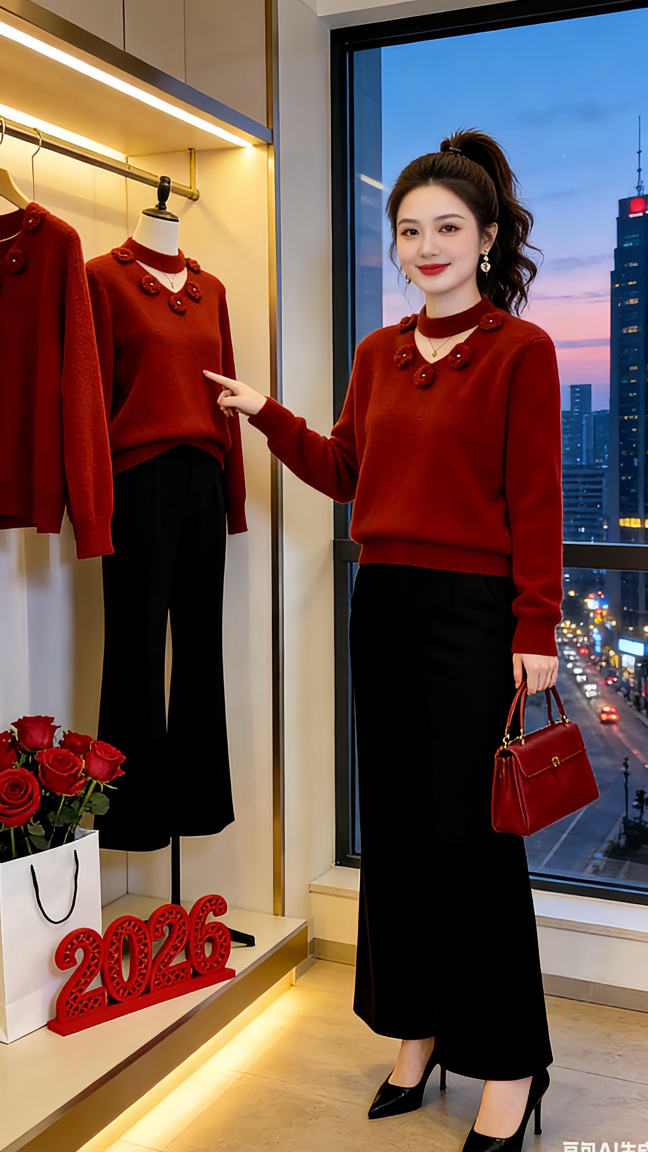 大码女装开启我的2026穿搭第一弹新年战袍我先手搓上了学会毛衣搭配这个...