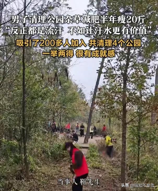 这才是大智慧！”
贵州兴义，一男子去公园跑步减肥时，发现有很多杂草，觉得荒废了可