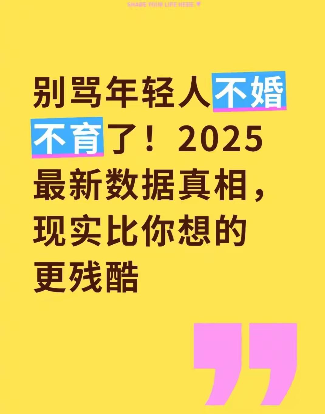 别骂年轻人不婚不育了！2025最新数据真相，现实比你想的更残酷
 
前几天刷到一