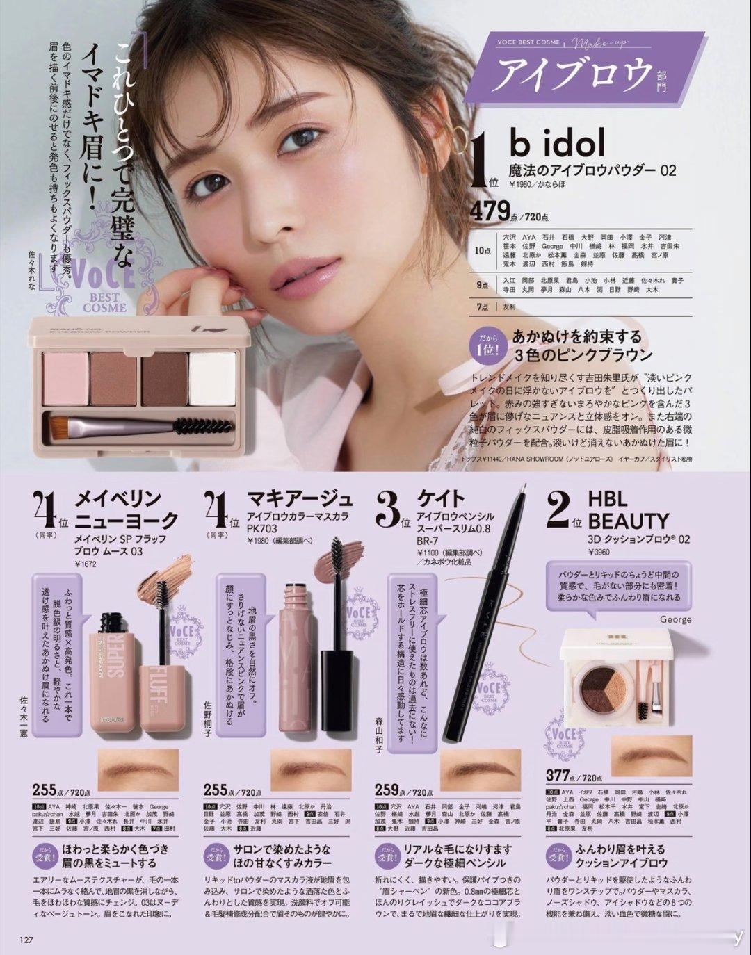 日杂 VoCE｜2026年上半年眉妆榜单！眉妆部门No.1：b idol吉田朱里