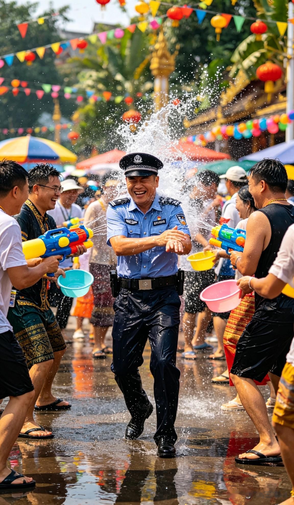 泼水节疯狂“洗警”，别把民俗玩成冒犯！
 
西双版纳泼水节本是大家期盼已久的欢乐