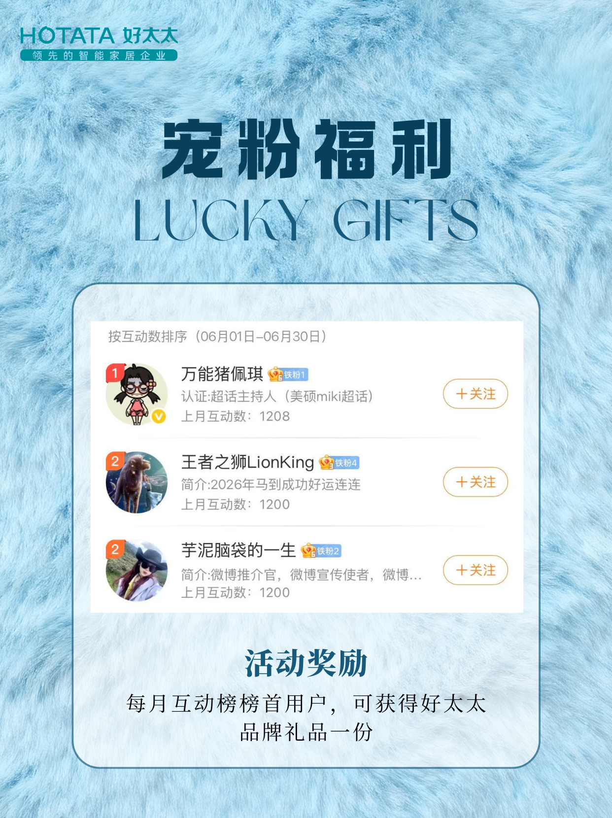 6月互动榜新鲜出炉！恭喜 强势登顶月度互动TOP1！感谢一直积极互动的各位小伙伴
