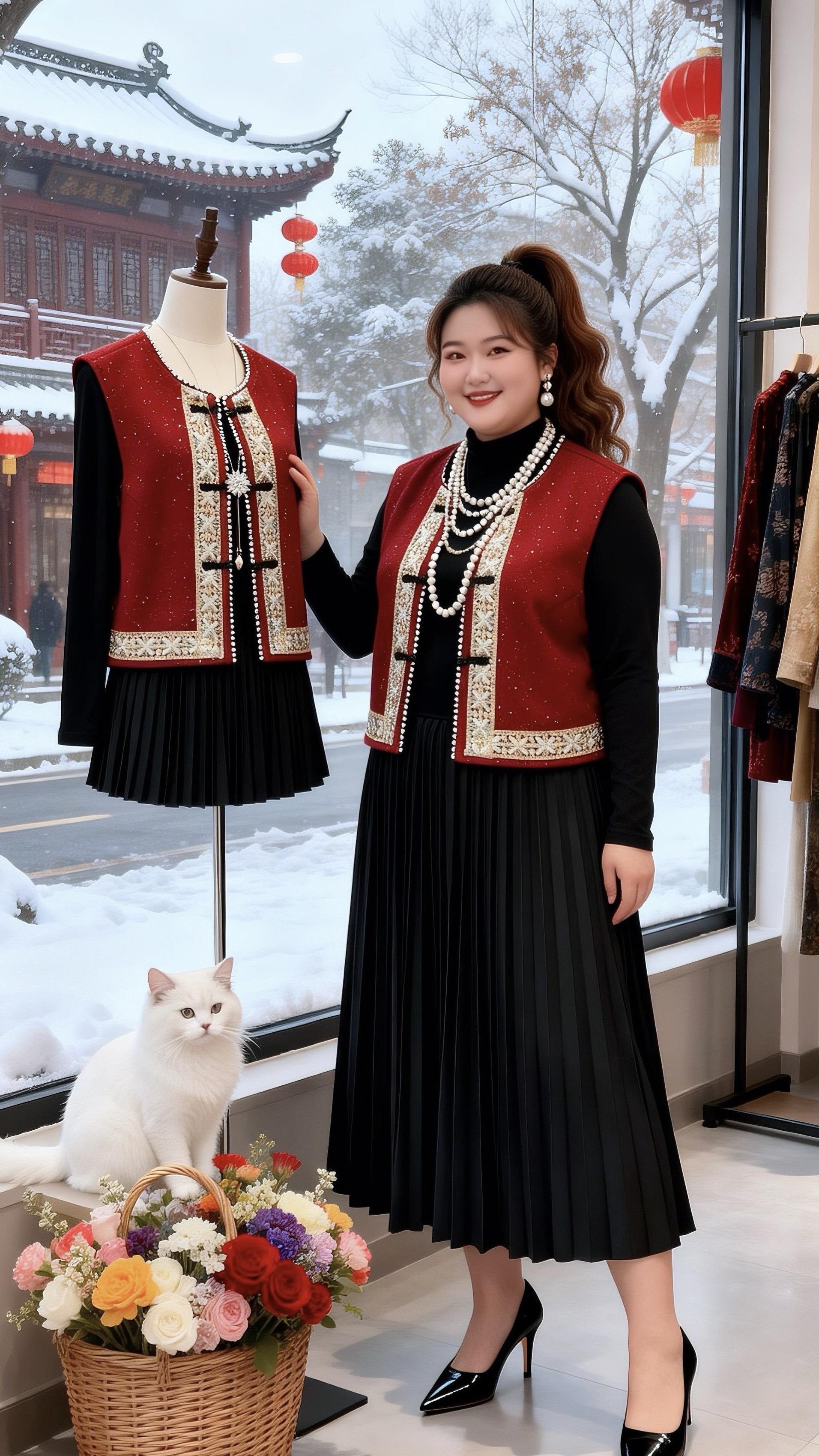 大码女装 国风棉服新中式穿搭胖妹妹的冬季有效穿搭老钱风穿搭承包新年高级感