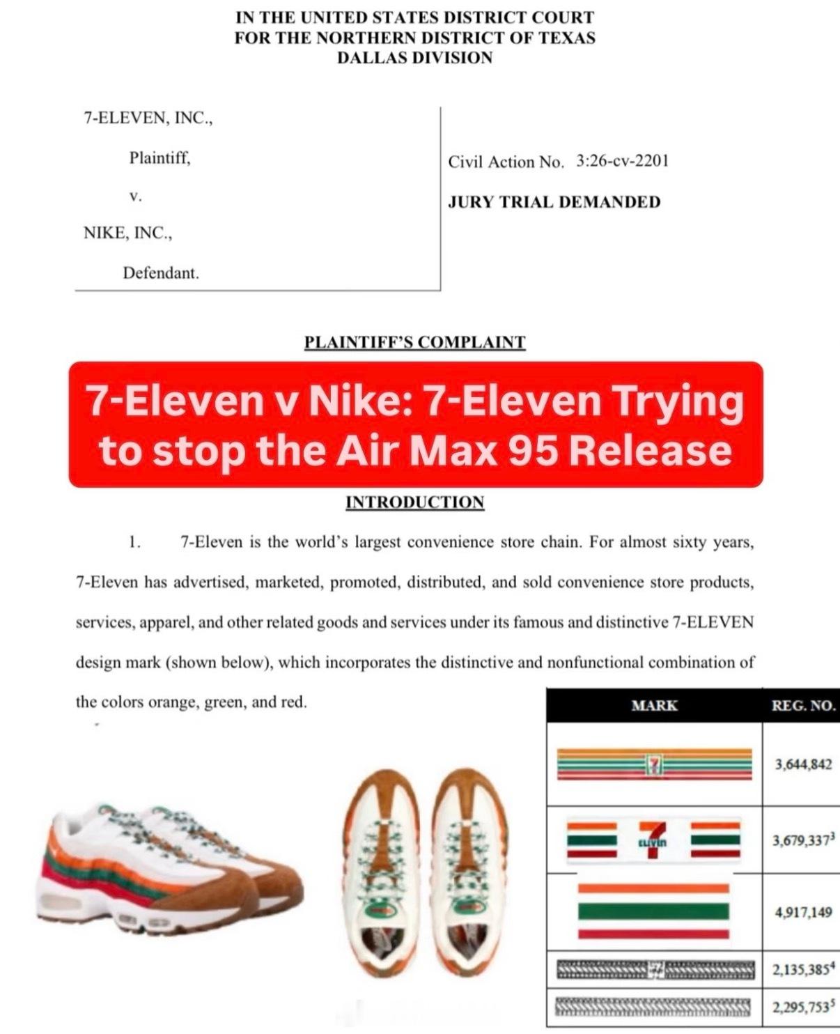 711起诉耐克抄袭耐克这波是没苦找苦吃，外观神似就算了，还选在7.11发布，关键