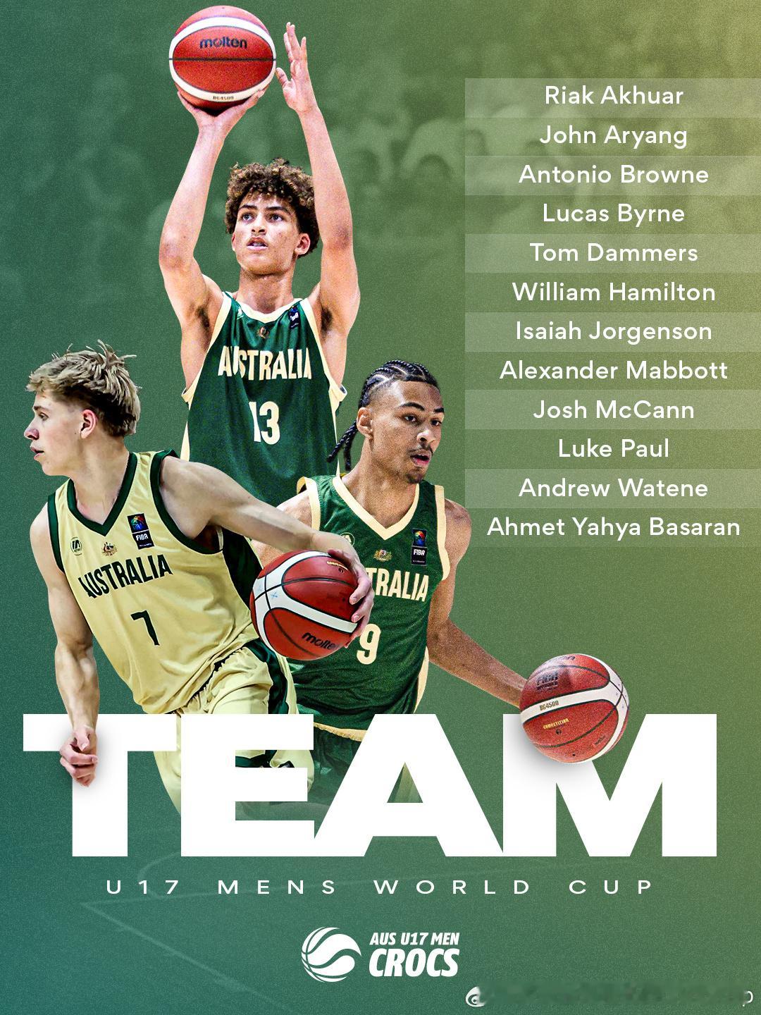 Luke Paul领衔，澳大利亚U17国青12人名单确定NCAANBA
