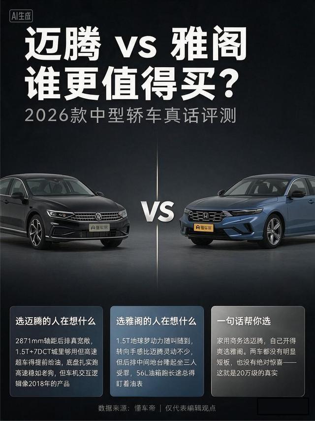 德系稳重 vs 日系运动，两款家用 B 级车怎么选？
2026 款迈腾 3000