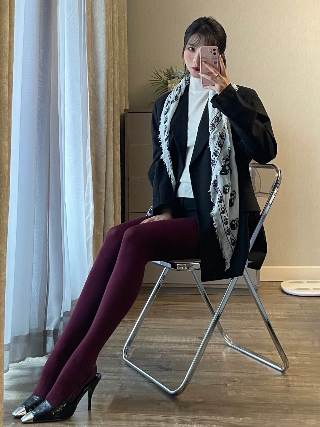 168/108斤 酒红色穿搭 今天是酷飒姐姐