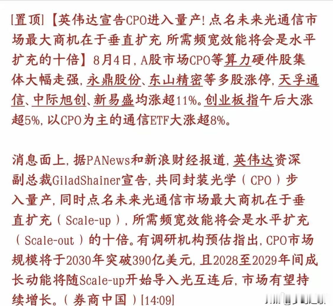 光通信再迎重磅消息，英伟达点名未来会有10倍机会今天光模块板块暴涨，中际旭创，新