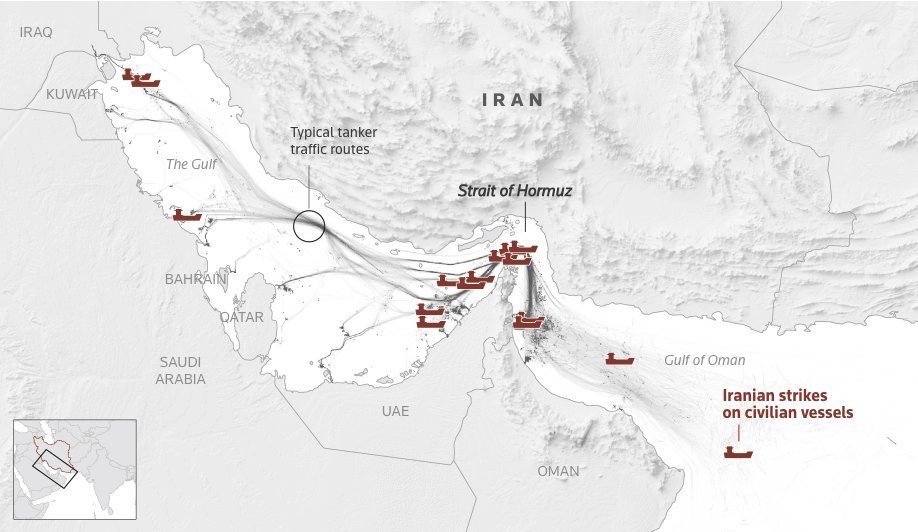 截止11号，本月在海湾和霍尔木兹海峡遭遇攻击的商船 