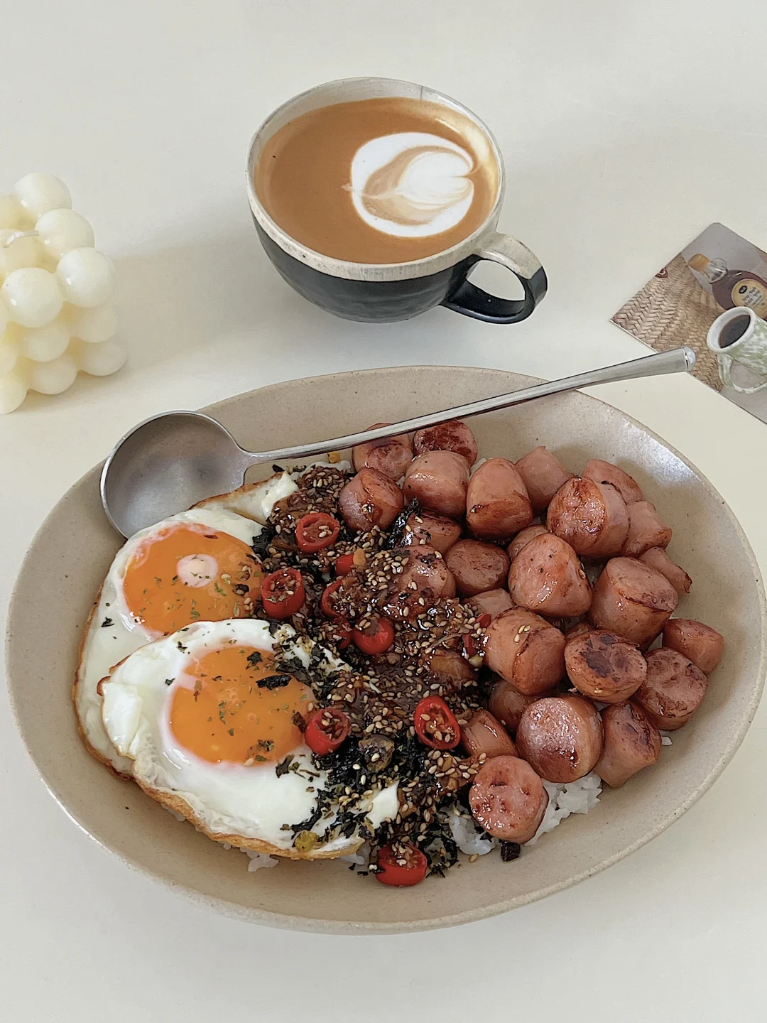 饭张力拉满|香肠煎蛋老式盖饭🍱附教程📝