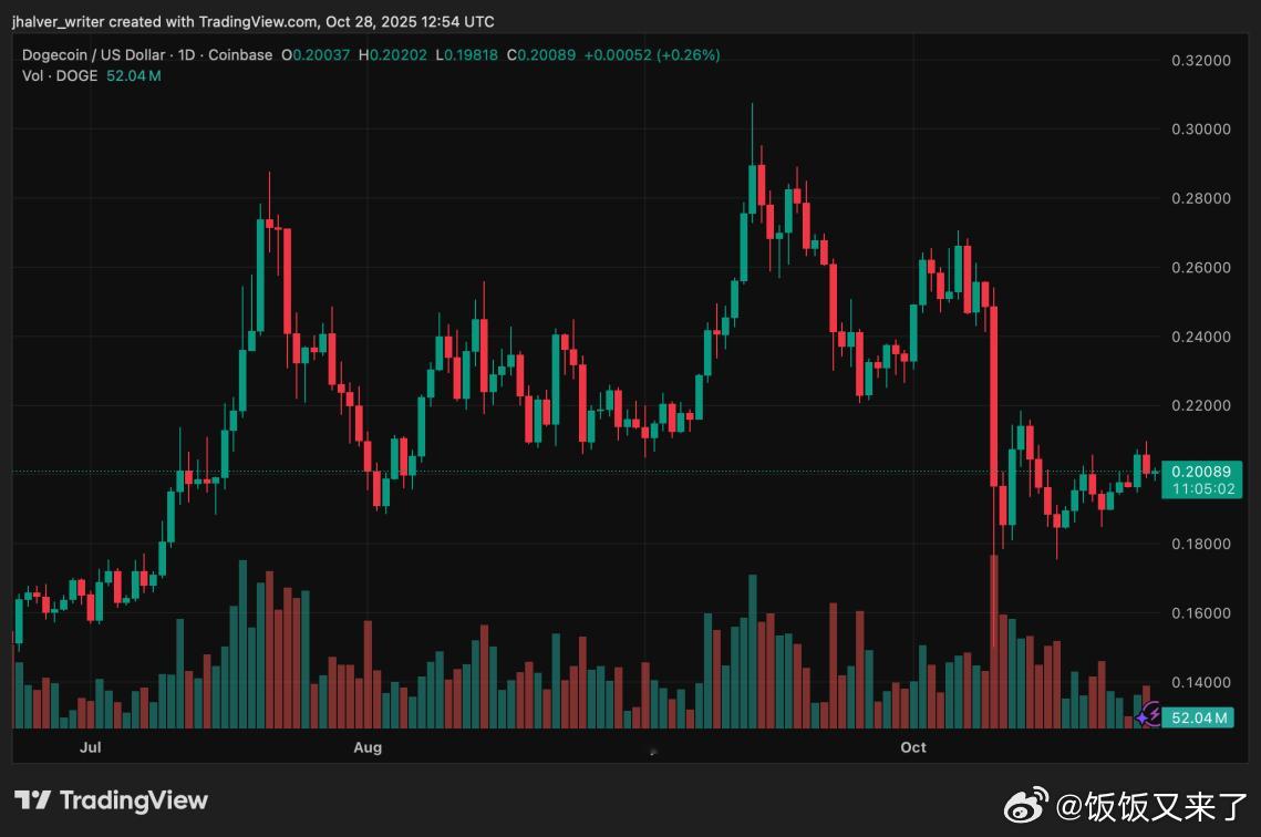 🐶 狗狗币守住0.20美元！近期巨鲸持续抛售，杠杆交易者退场，价格一度突破0.