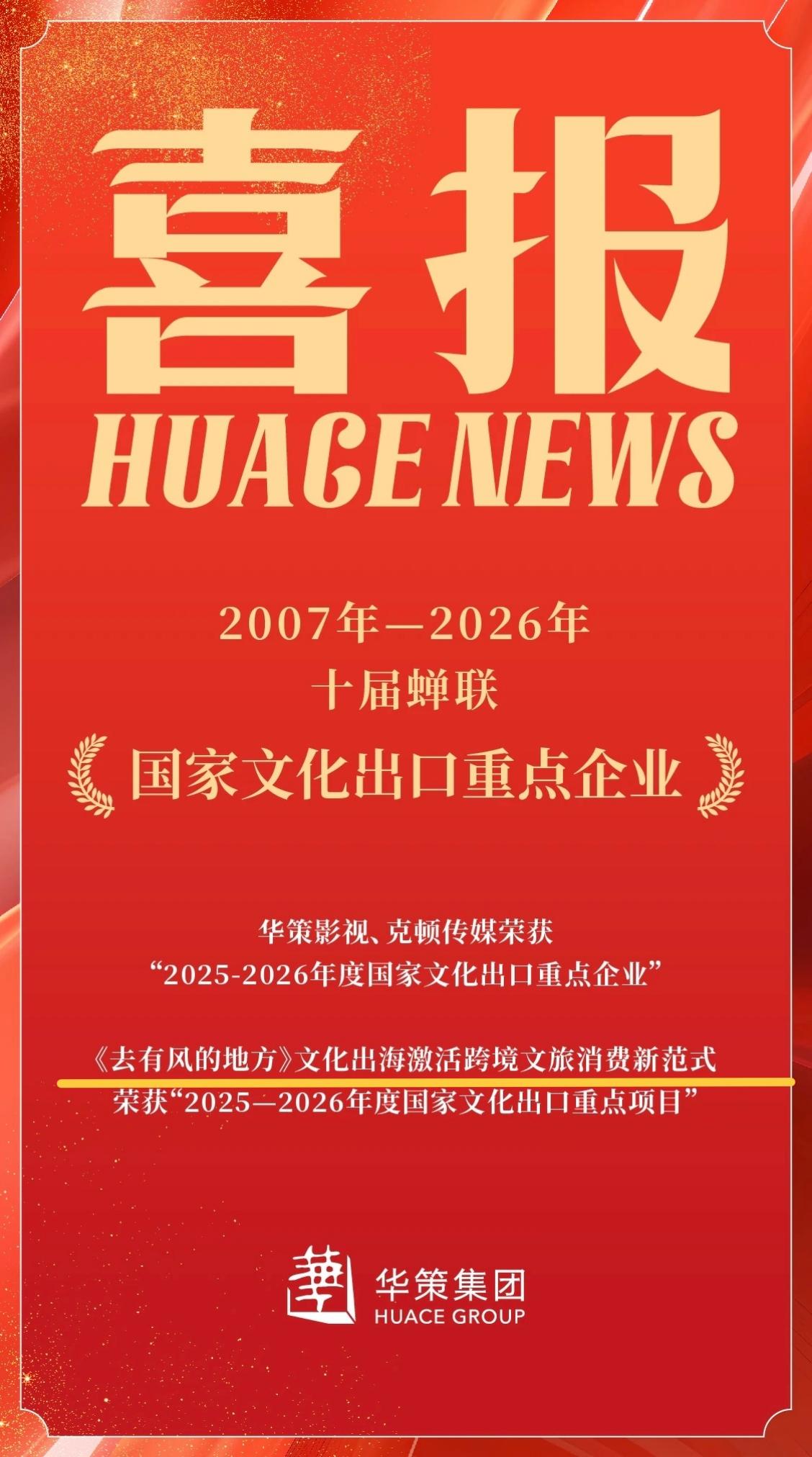 恭喜有风成为国家文化出口重点项目。华策集团旗下的浙江华策影视股份有限公...