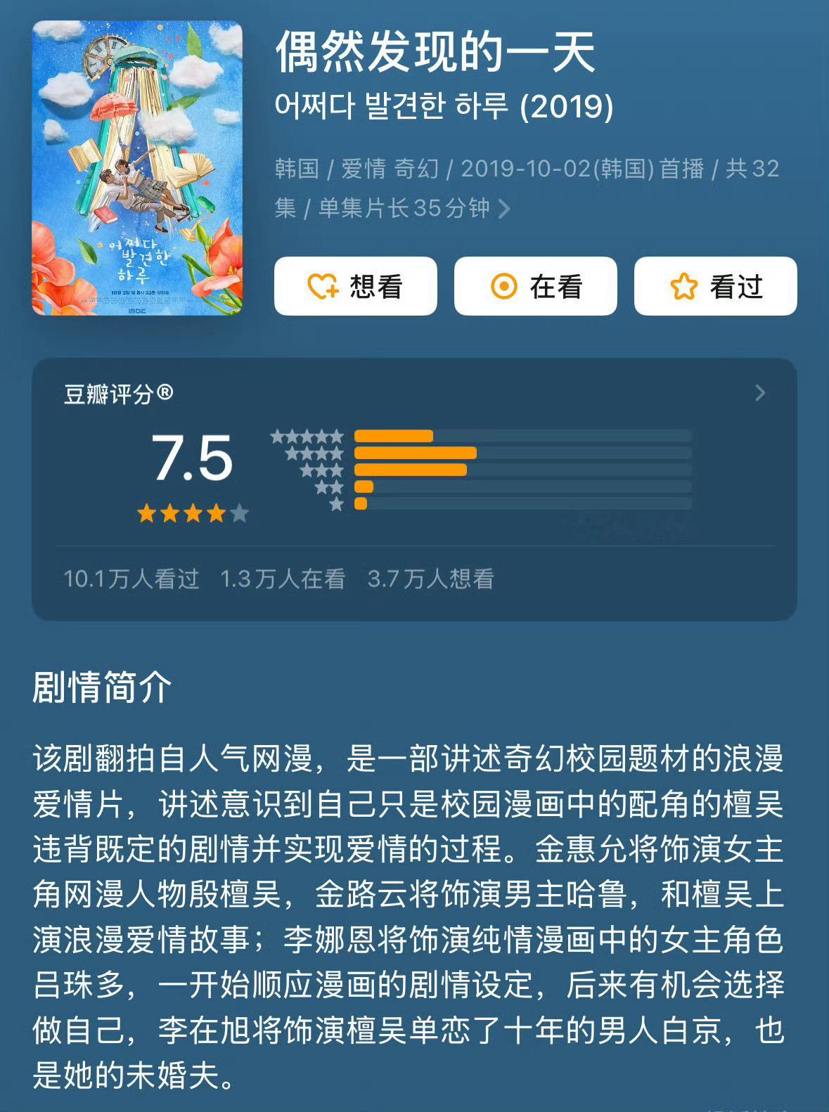 《偶然发现的一天》和《背着善宰跑》之后金惠奫又选了奇幻设定的本子——九尾狐女主禁